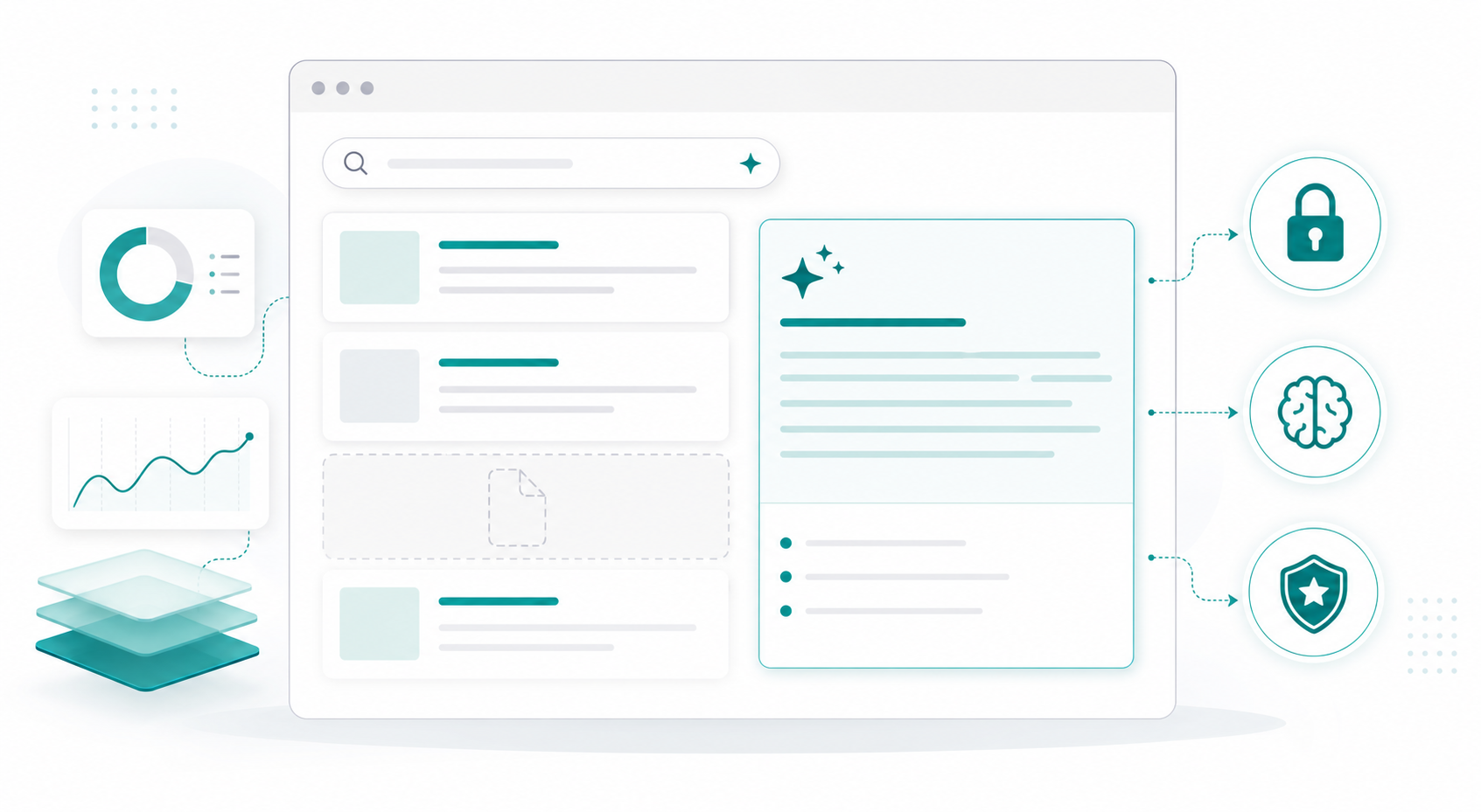 AI Overview diagnostic interface showing missing content and three visibility layers