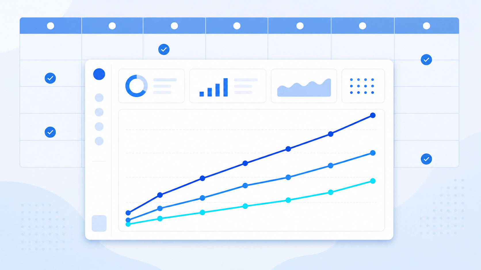 AI visibility monitoring dashboard showing citation trend lines across multiple AI engines with a weekly cadence calendar