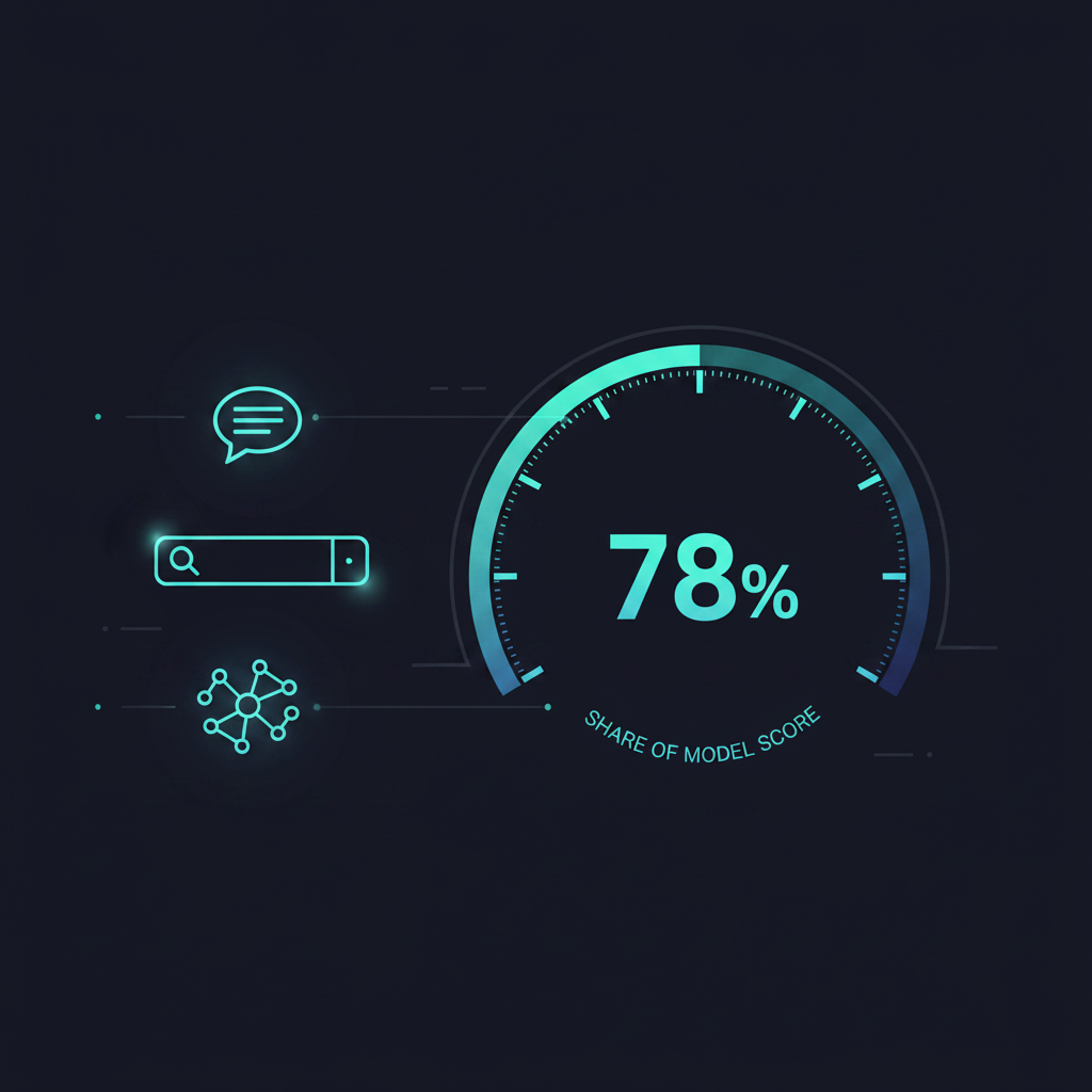 AI citation visibility dashboard showing share of model percentage across multiple AI platforms